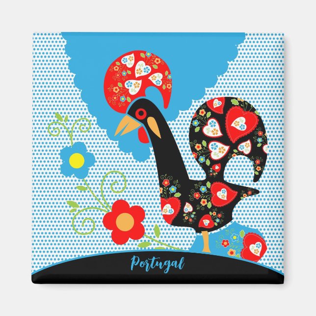 The Portuguese Rooster of Barcelos Magnet (Front)