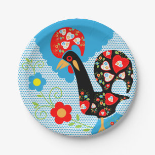 The Portuguese Rooster of Barcelos Paper Plate