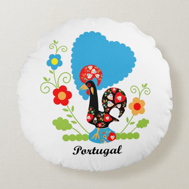 The Portuguese Rooster Round Cushion (Front)