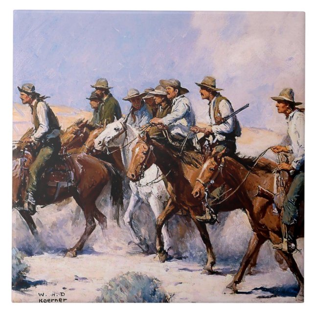 “The Posse” Western Art by WHD Koerner Ceramic Tile (Front)