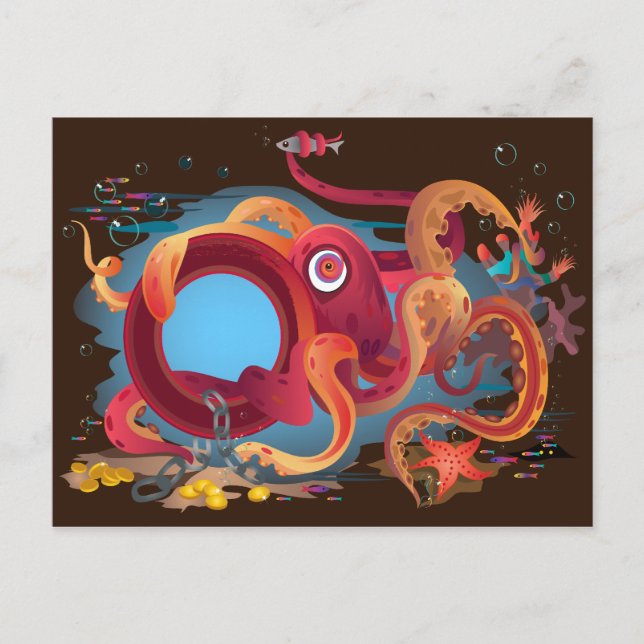 The postcard with octopus picture (Front)