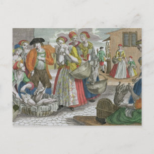 The Poultry Market (coloured engraving) Postcard