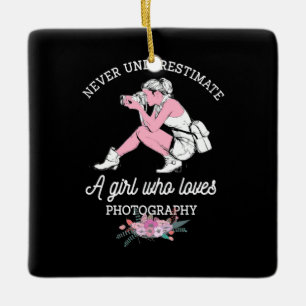 The Power Of A Girl Who Loves Photography Ceramic Ornament