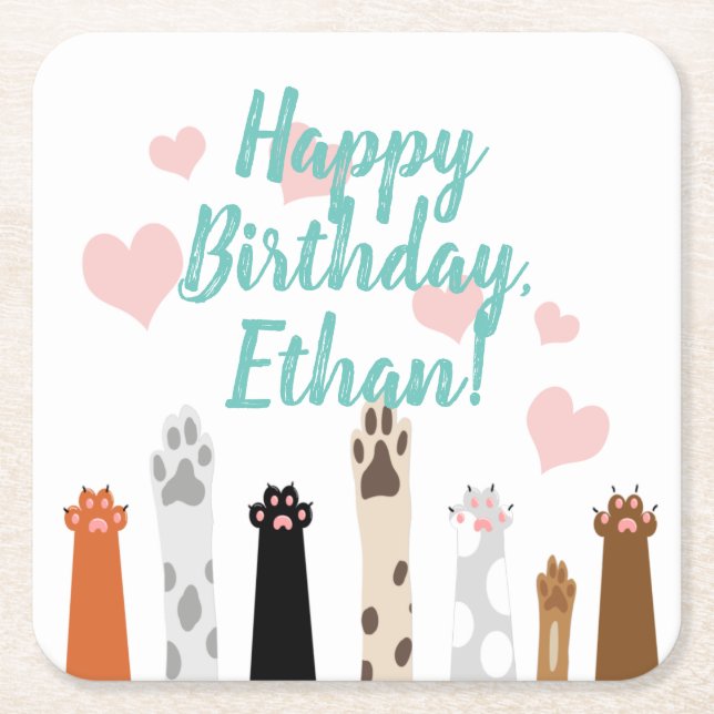 The Power of Paws Square Paper Coaster (Front)