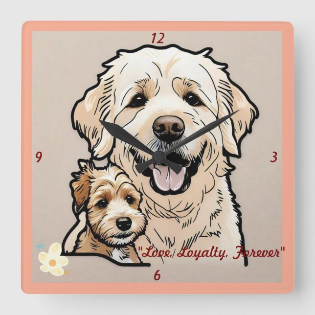 "The Power of Pets" Square Wall Clock (Front)