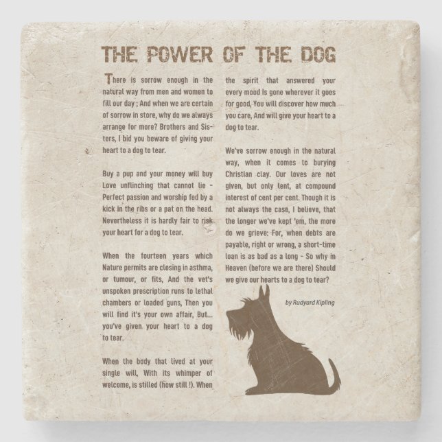 The Power of the Dog Poem - Rudyard Kipling  Stone Coaster (Front)