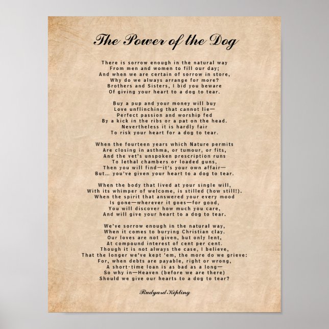 The Power of the Dog, Touching Poem Poster (Front)