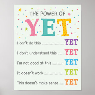 The Power of Yet Classroom Growth Mindset Poster