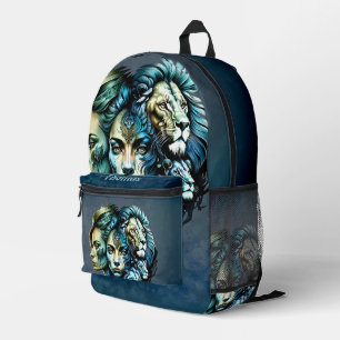 The Powerful Presence of Lions Printed Backpack