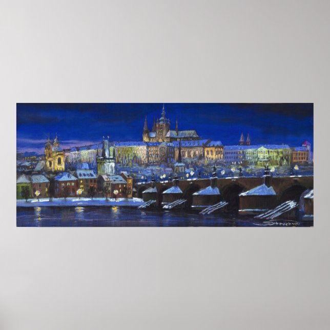 The Prague Panorama Charles Bridge Prague Castle Poster (Front)