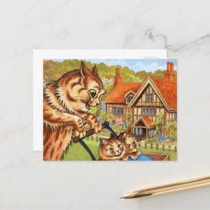 The Pram Ride by Louis Wain Holiday Postcard