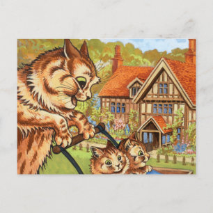 The Pram Ride by Louis Wain Postcard