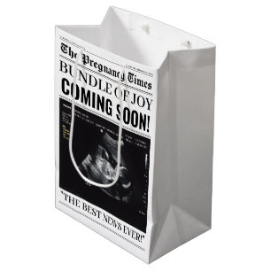 The Pregnancy Times Newspaper Custom Baby Photo Medium Gift Bag