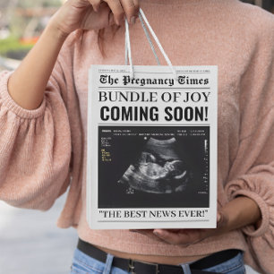 The Pregnancy Times Newspaper Custom Baby Photo Medium Gift Bag