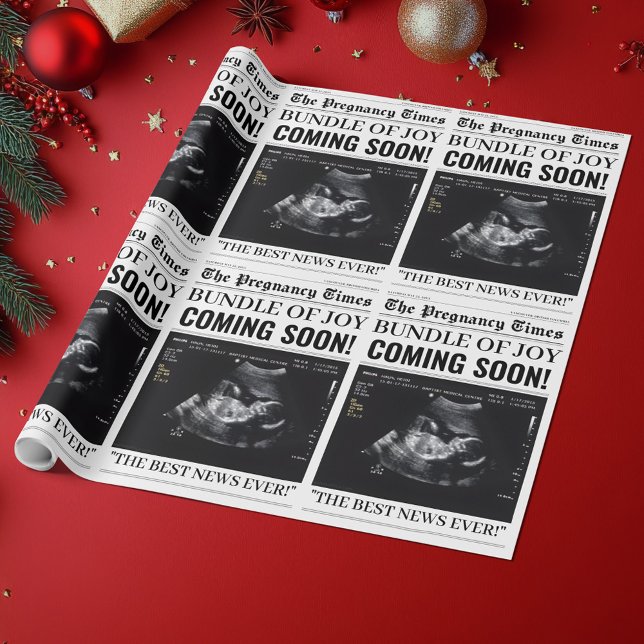 The Pregnancy Times Newspaper Custom Baby Photo Wrapping Paper (Creator Uploaded)