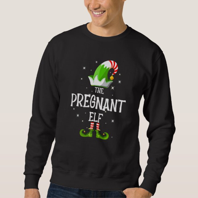 The Pregnant Elf Family Matching Group Christmas Sweatshirt (Front)