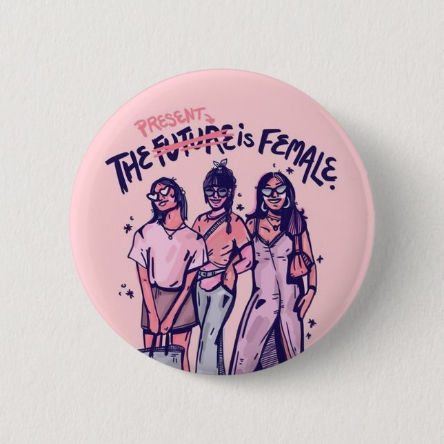 The present is the future 6 cm round badge (Front)