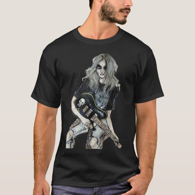 The pretty girl playing guitar   T-Shirt (Front)