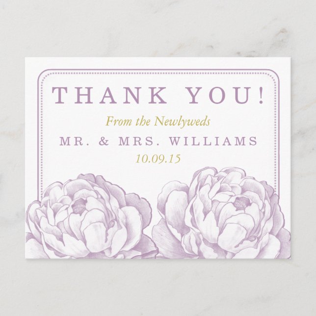 The Pretty Peony Floral Wedding Collection Announcement Postcard (Front)