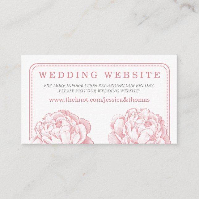 The Pretty Peony Floral Wedding Collection Enclosure Card (Front)
