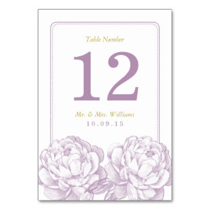 The Pretty Peony Floral Wedding Collection Table Number