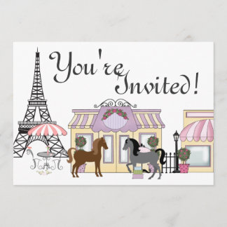 The Pretty Ponies Paris Horse Birthday Invitation