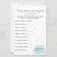 The Price is Right Ice Cream Sundae Game Card