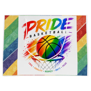 The Pride Basketball Rainbow Themed Design Large Gift Bag