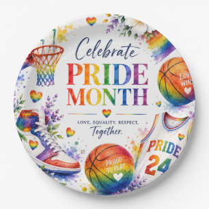 The Pride Basketball Rainbow Themed Design Paper Plate