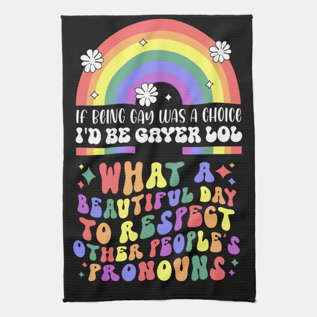 The Pride Month  with rainbow Tea Towel (Vertical)