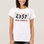 The Prime Number Suspects T-Shirt<br><div class="desc">Caught red handed!  The prime suspects are two,  three,  five,  and seven.  Who's guilty of a horrible,  horrible math pun?  Great nerdy joke for mathematicians or geeks of any stripe.</div>