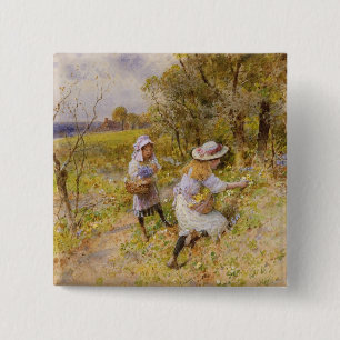 The Primrose Gatherers 15 Cm Square Badge