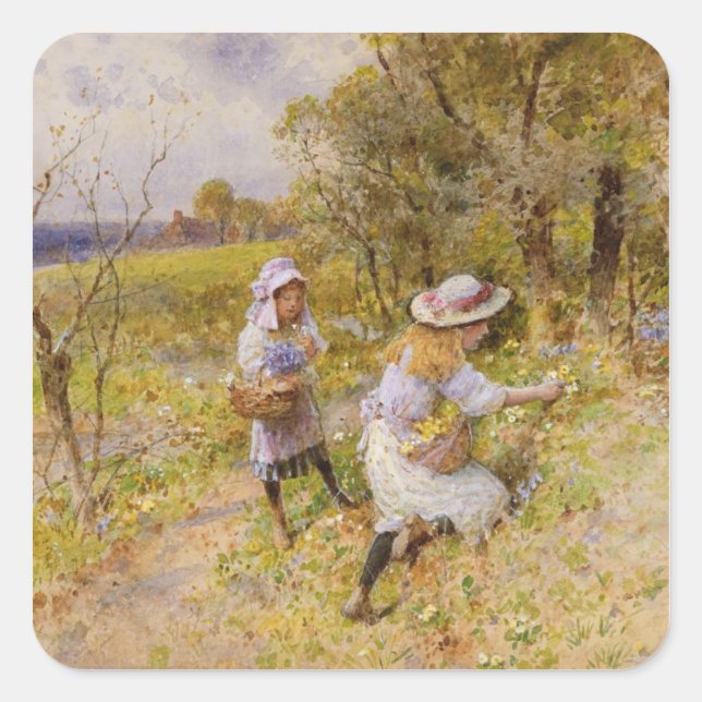 The Primrose Gatherers Square Sticker (Front)