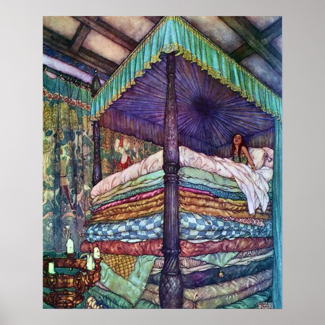 The Princess and the Pea by Edmund Dulac Poster (Front)