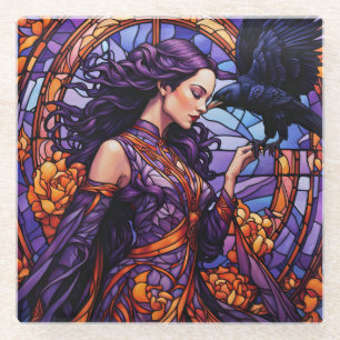 The Princess and the Raven Glass Coaster