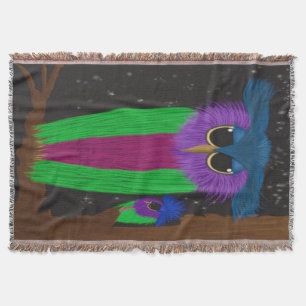 The Prismatic Crested Owl Throw Blanket