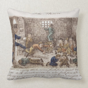 The Prison, 1858 (coloured engraving) Cushion
