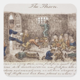 The Prison, 1858 (coloured engraving) Square Sticker