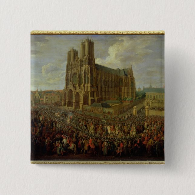 The procession of King Louis XV 15 Cm Square Badge (Front)
