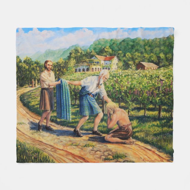The Prodigal Son, forgiveness, vineyard, landscape Fleece Blanket (Front (Horizontal))