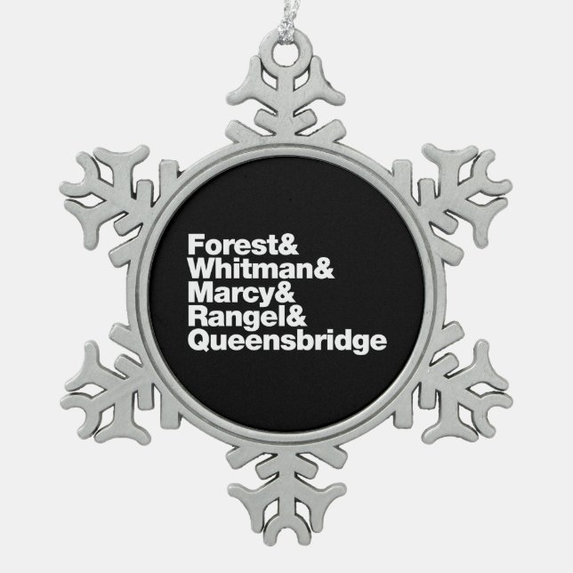 The Projects Snowflake Pewter Christmas Ornament (Front)