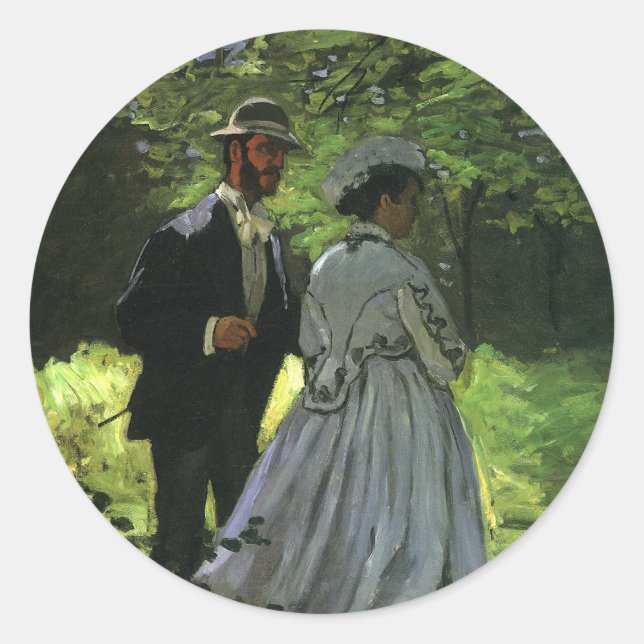 The Promenaders, aka The Strollers by Claude Monet Classic Round Sticker (Front)