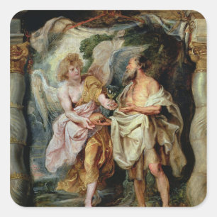 The Prophet Elijah and the Angel Square Sticker