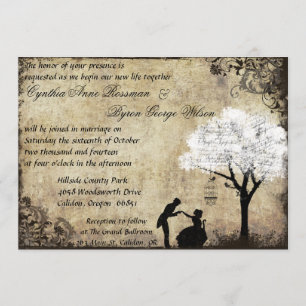 The Proposal Vintage Wedding Invitation in White