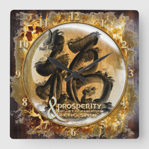 THE PROSPERITY CONNEXION : Art of Chinese Fengshui Square Wall Clock