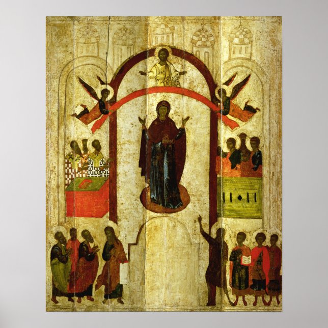 The Protection of the Theotokos  Russian icon Poster (Front)