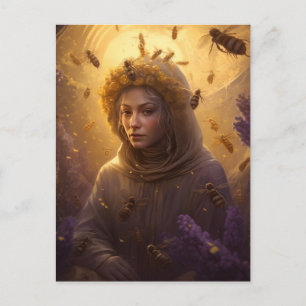 The Protector of the Honey Bee Blonde Woman  Postcard