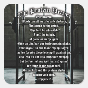 The Protein Shake Prayer Square Sticker