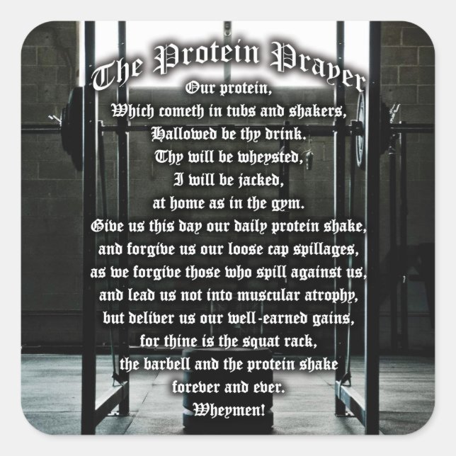 The Protein Shake Prayer Square Sticker (Front)
