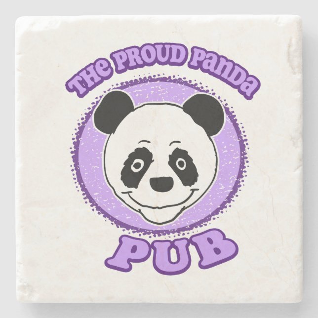 The Proud Panda Pub Stone Coaster (Front)